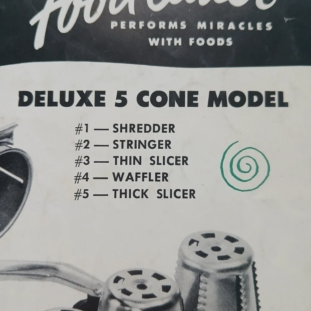 Vintage 1955 Pamphlet Instructions for using your Miracle Food Cutter Cone Model